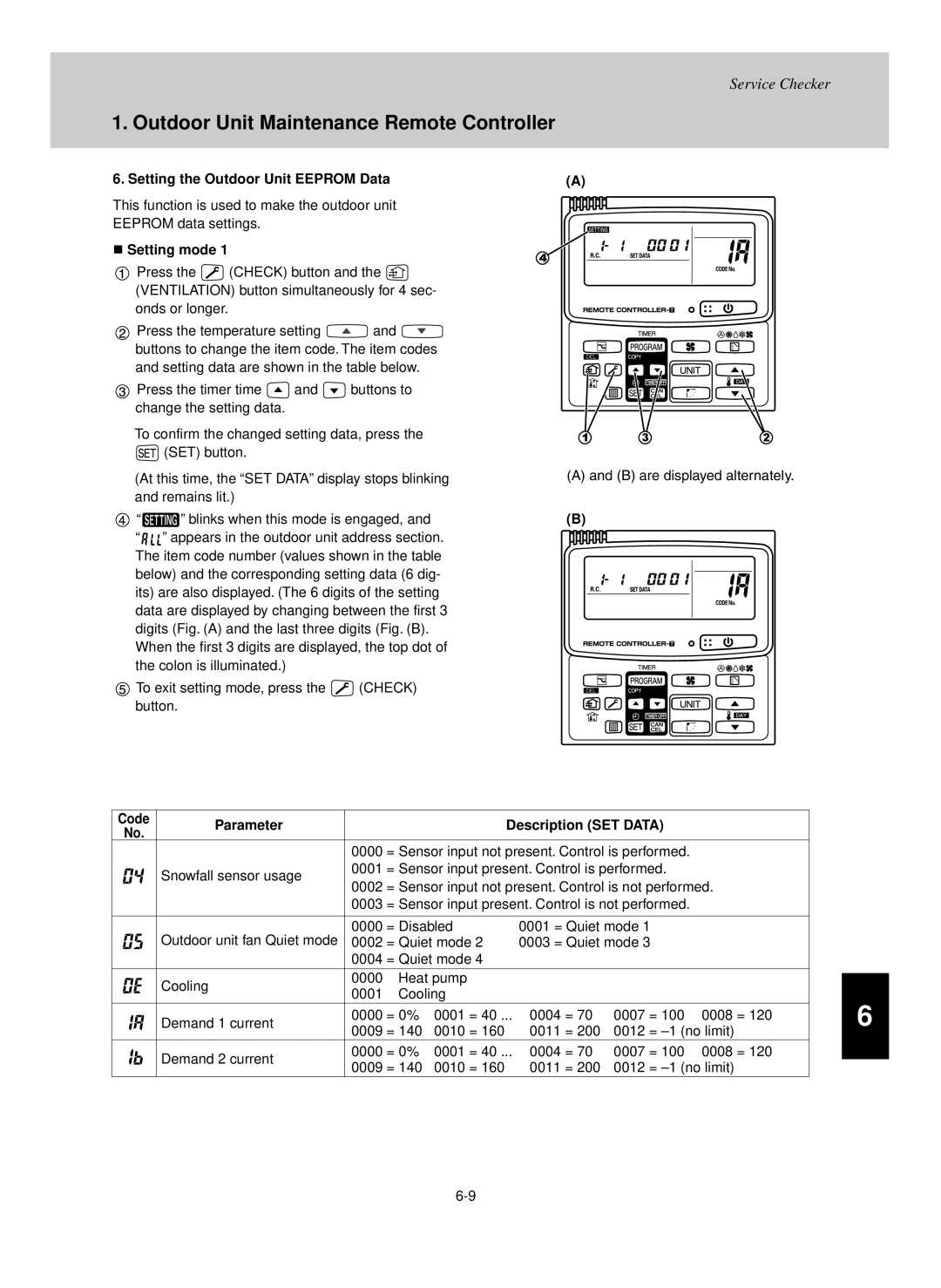 Sanyo UHX0752, UHX2452, UHX1252, UHX3652, UHX1852, THX2452, THX1252, THX1852 Code Parameter Description SET Data, „ Setting mode 