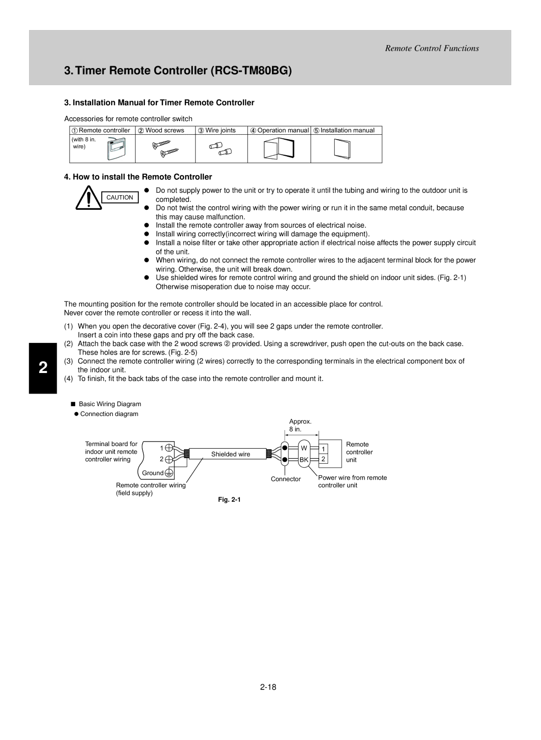 Sanyo KHX2452, UHX2452, UHX0752 Installation Manual for Timer Remote Controller, How to install the Remote Controller 