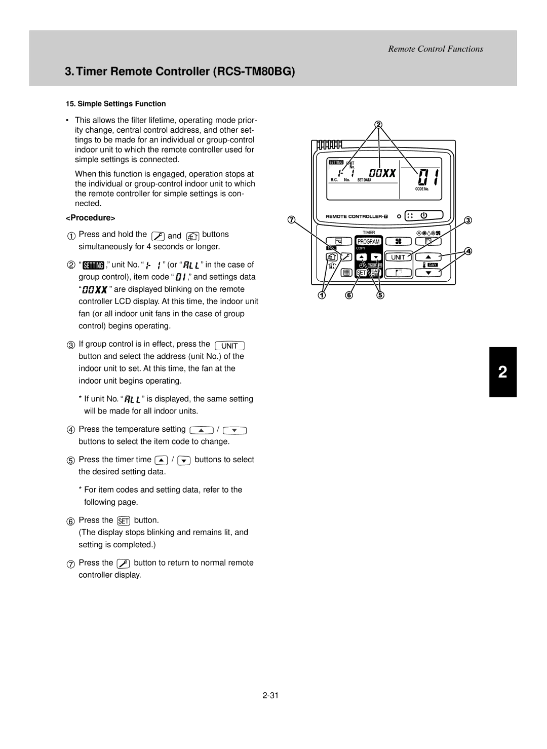 Sanyo THX1852, UHX2452, UHX0752, UHX1252, UHX3652, UHX1852, THX2452, THX1252, XHX1852, XHX3652 Procedure, Simple Settings Function 