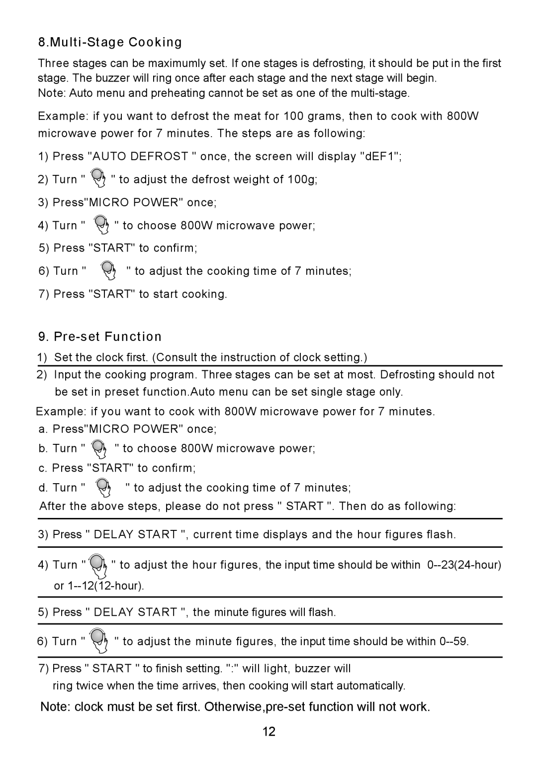 Sanyo em-c887B, UK2 instruction manual Multi-Stage Cooking, Pre-set Function 