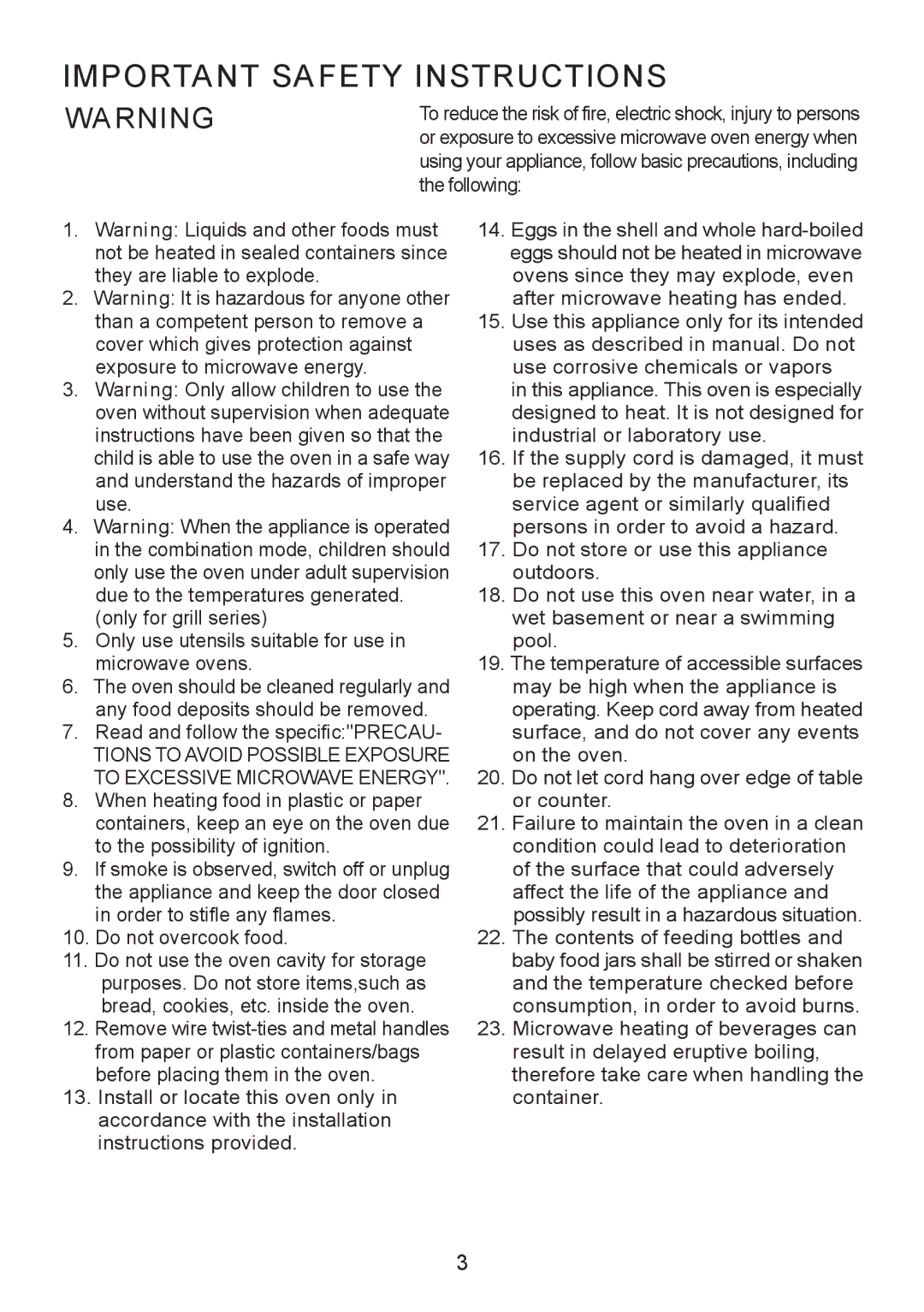 Sanyo UK2, em-c887B Important Safety Instructions, Read and follow the specificPRECAU, Do not overcook food 