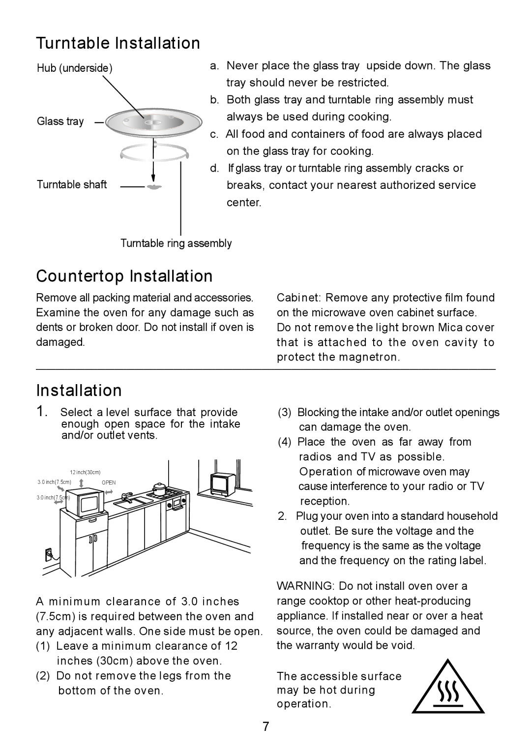 Sanyo UK2, em-c887B instruction manual Reception, Accessible surface may be hot during operation 