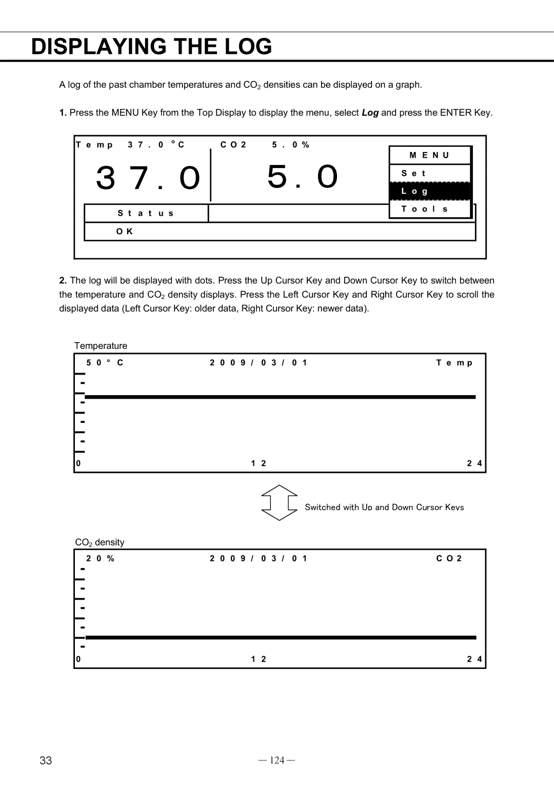 Sanyo UV, MCO-19AIC instruction manual Displaying the LOG㩷, 124 