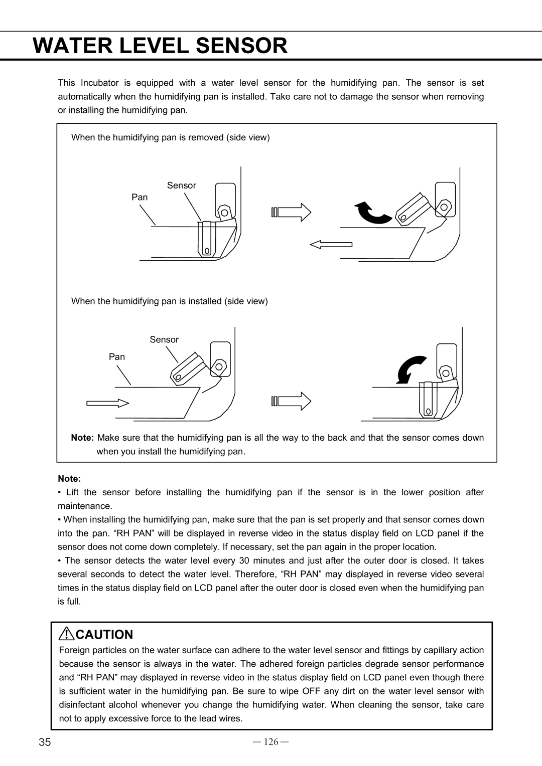 Sanyo UV, MCO-19AIC instruction manual Water Level Sensor, 126 