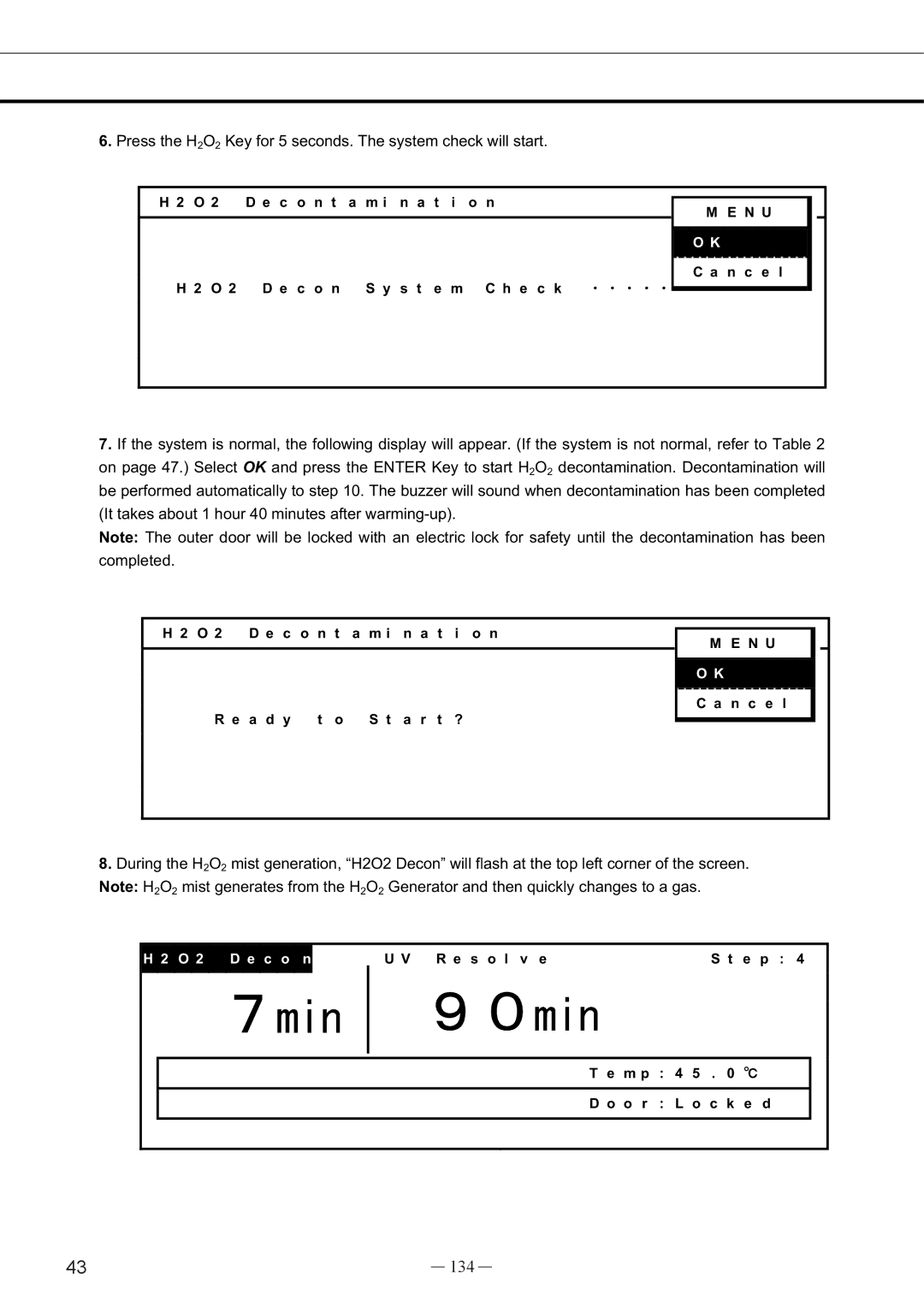 Sanyo UV, MCO-19AIC instruction manual Okp, 134 