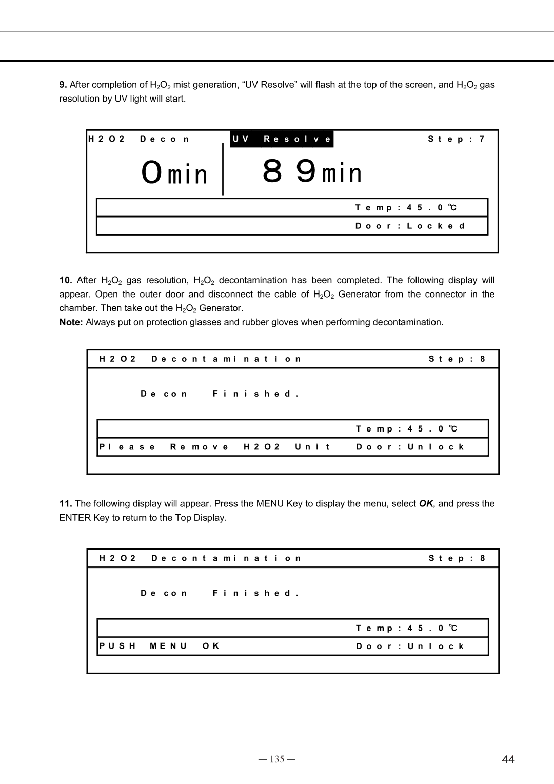 Sanyo MCO-19AIC, UV instruction manual 135 