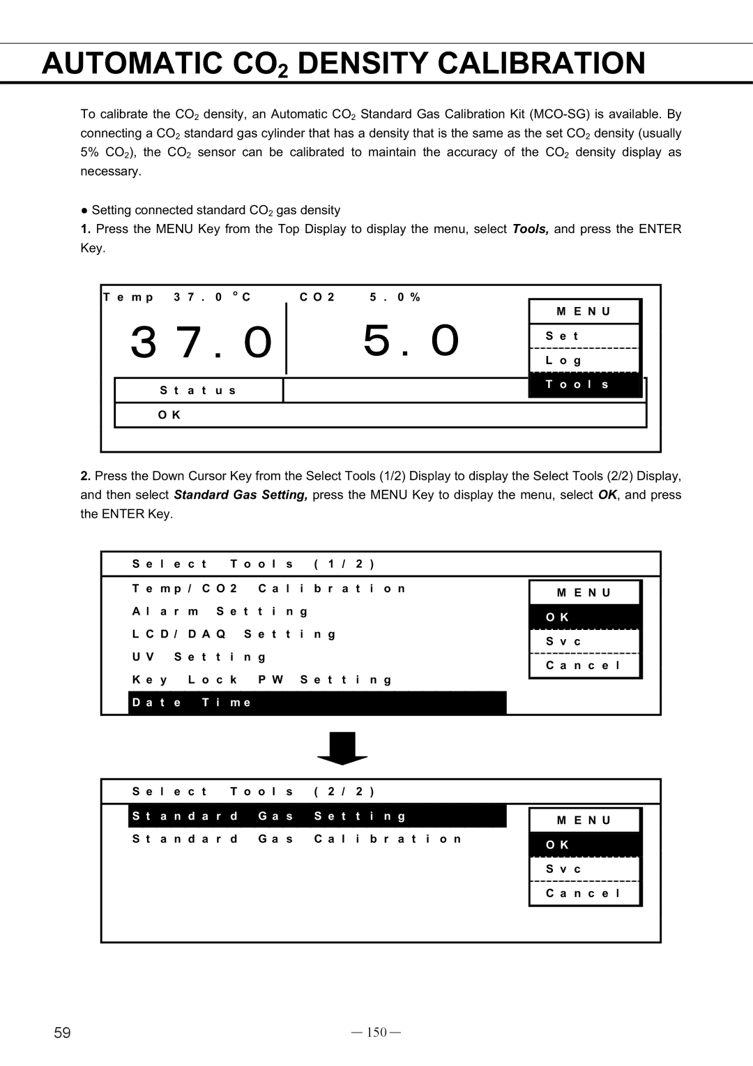 Sanyo UV, MCO-19AIC instruction manual Automatic CO2 Density Calibration, 150 