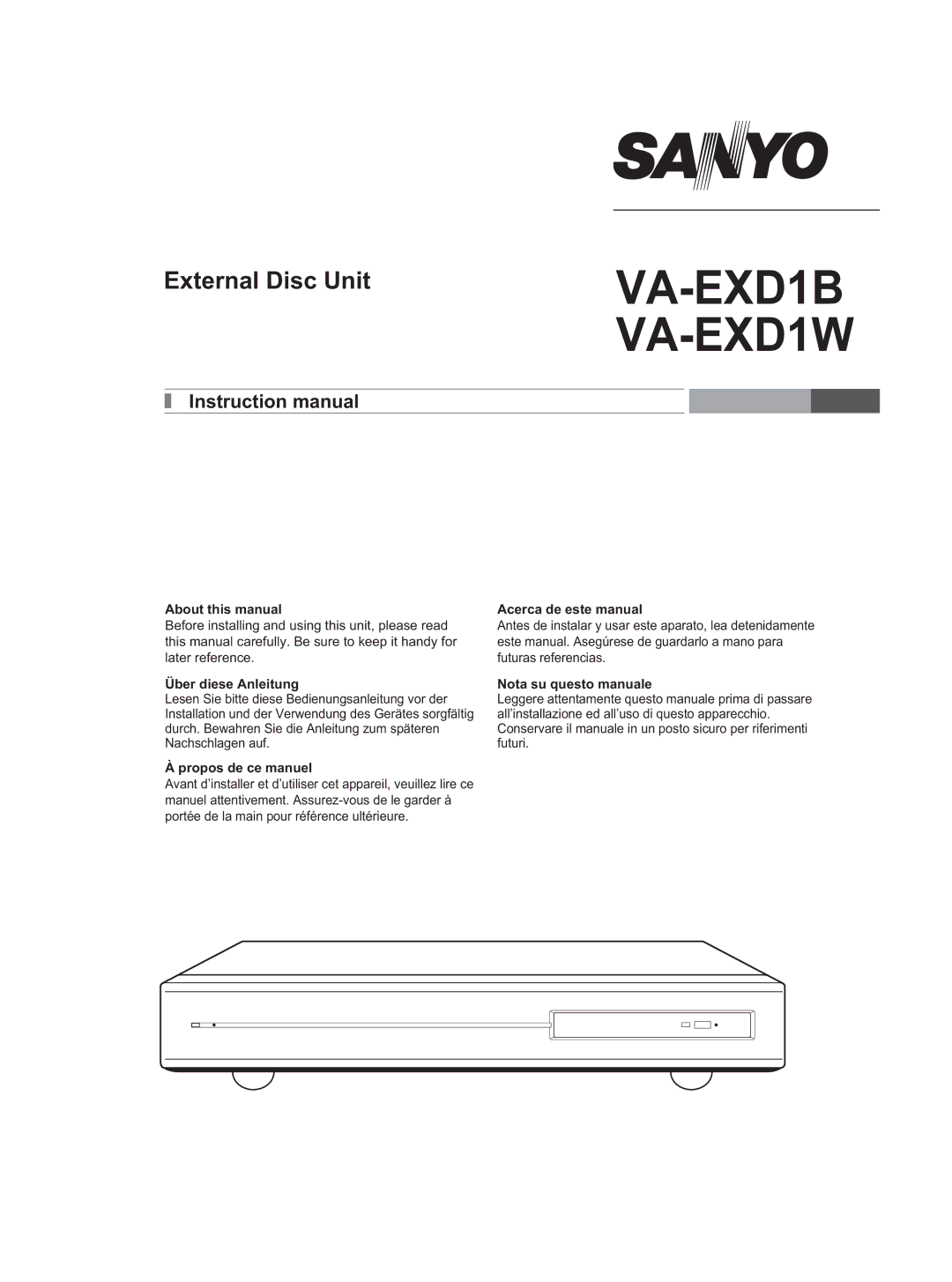 Sanyo instruction manual VA-EXD1B VA-EXD1W 