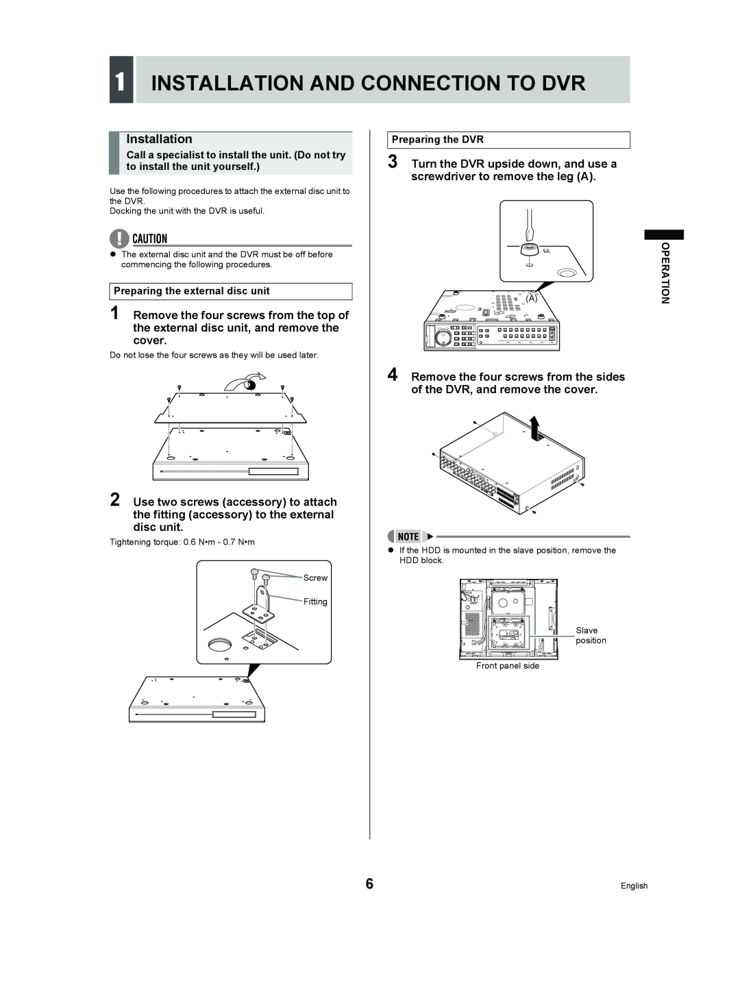 Sanyo VA-EXD1W instruction manual 1INSTALLATION AND CONNECTION TO DVR, Installation 