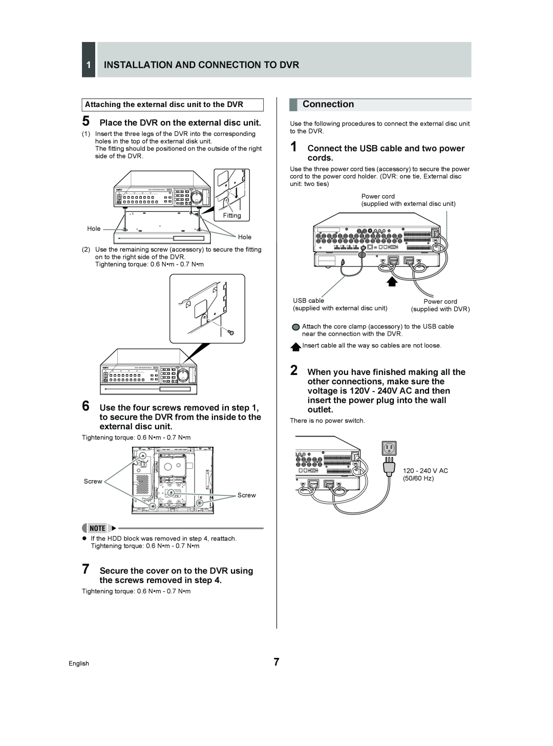 Sanyo VA-EXD1W instruction manual 1INSTALLATION AND CONNECTION TO DVR, Connection 