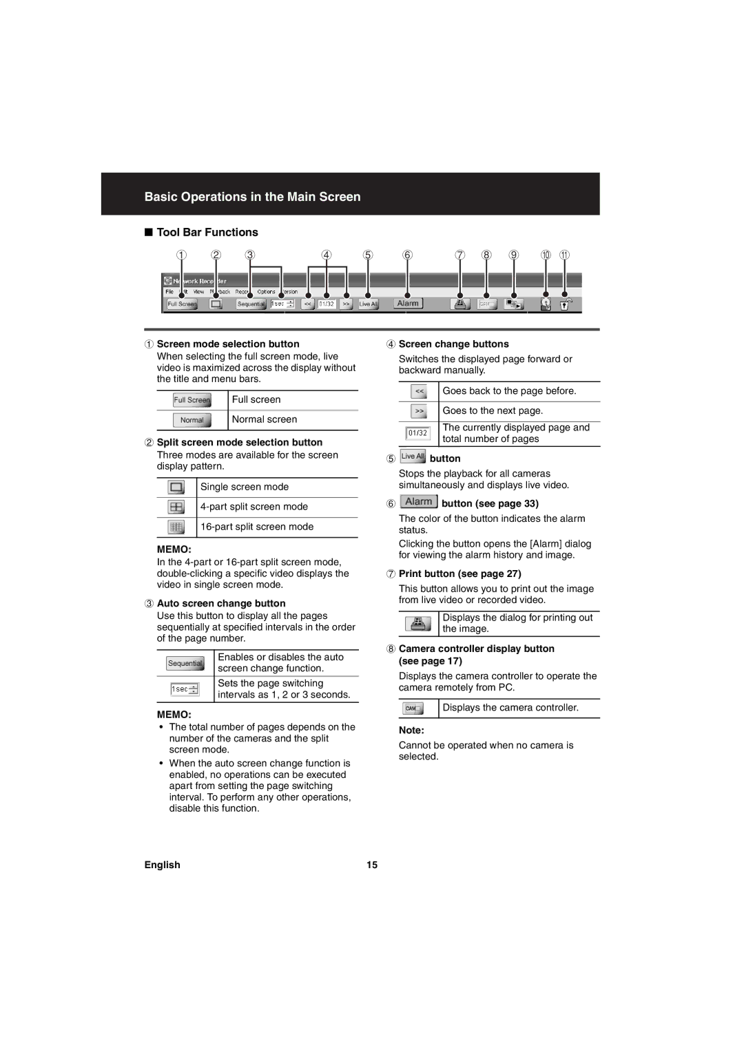 Sanyo va-sw3050 instruction manual Tool Bar Functions 