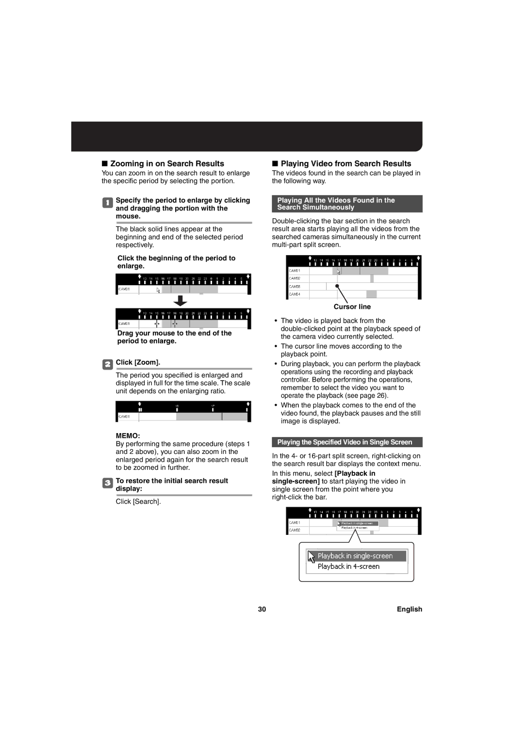 Sanyo va-sw3050 instruction manual Zooming in on Search Results, Playing Video from Search Results 