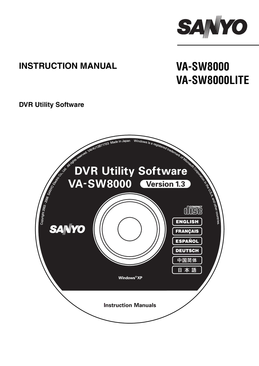 Sanyo instruction manual VA-SW8000 VA-SW8000LITE 