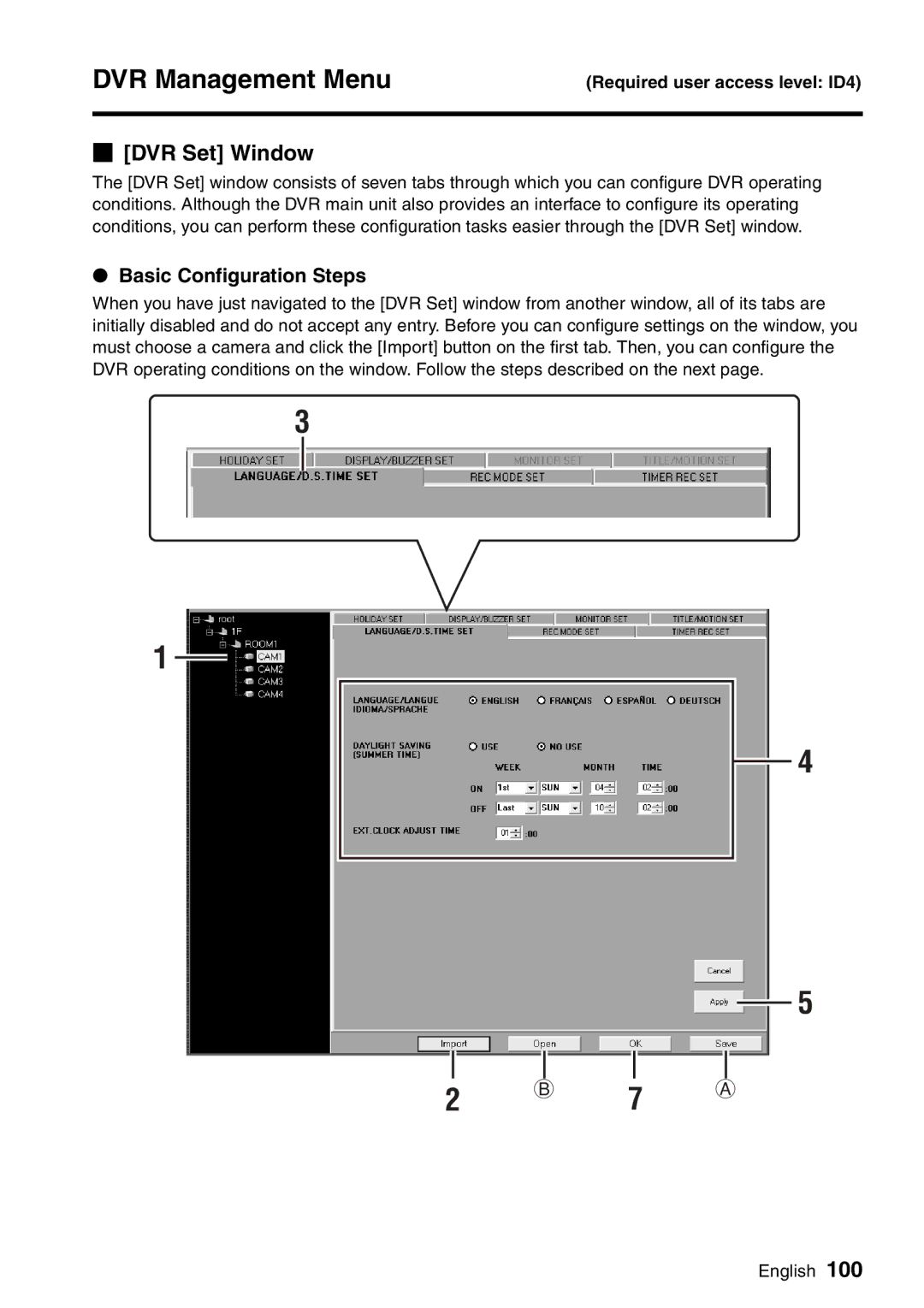 Sanyo VA-SW8000LITE instruction manual DVR Set Window, Basic Configuration Steps 