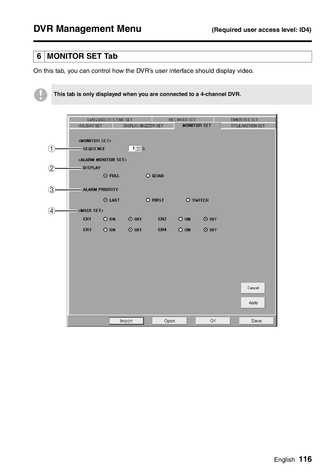 Sanyo VA-SW8000LITE instruction manual Monitor SET Tab 