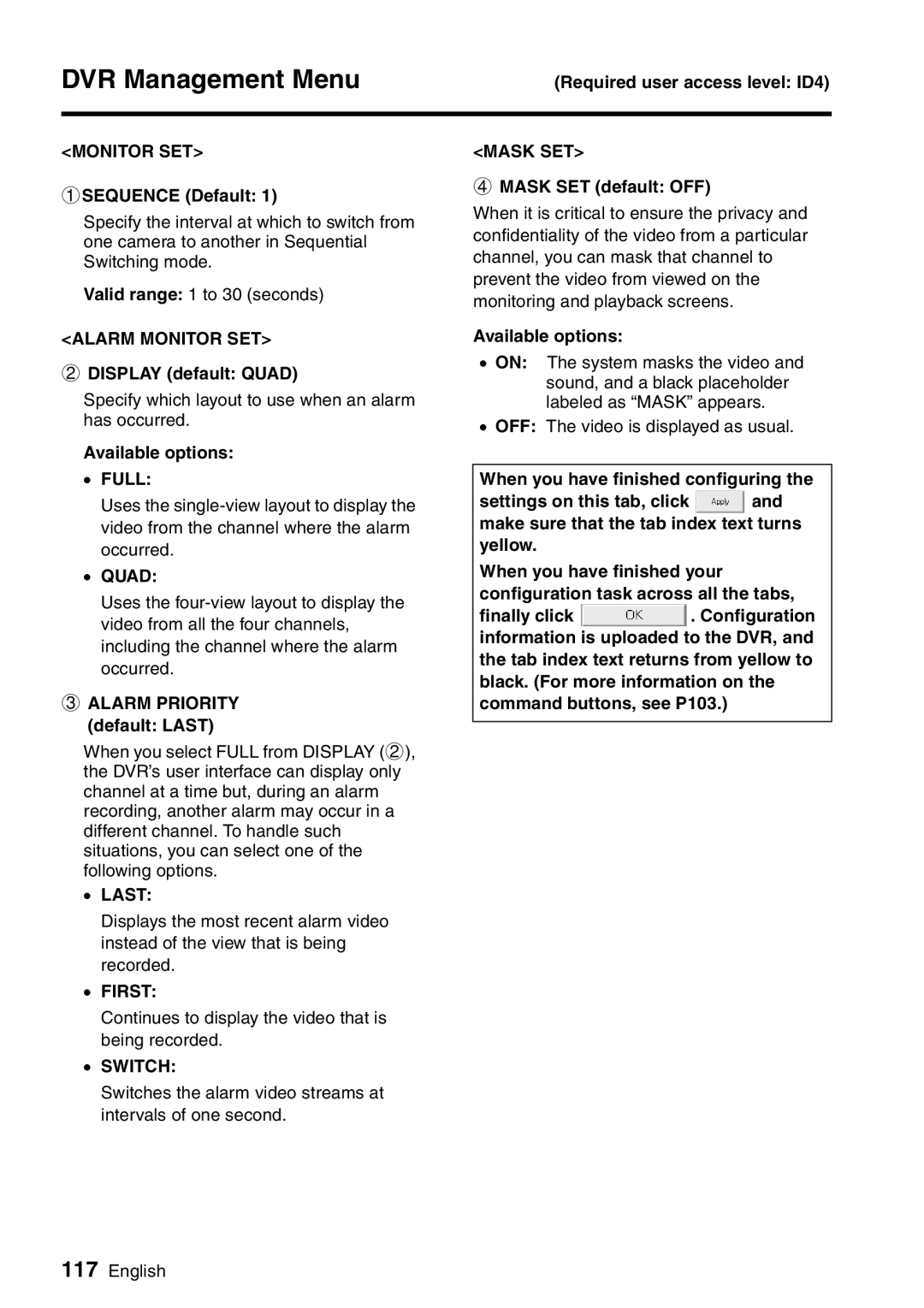 Sanyo VA-SW8000LITE instruction manual Alarm Monitor SET, Full, Quad, Last, First, Switch, Mask SET 