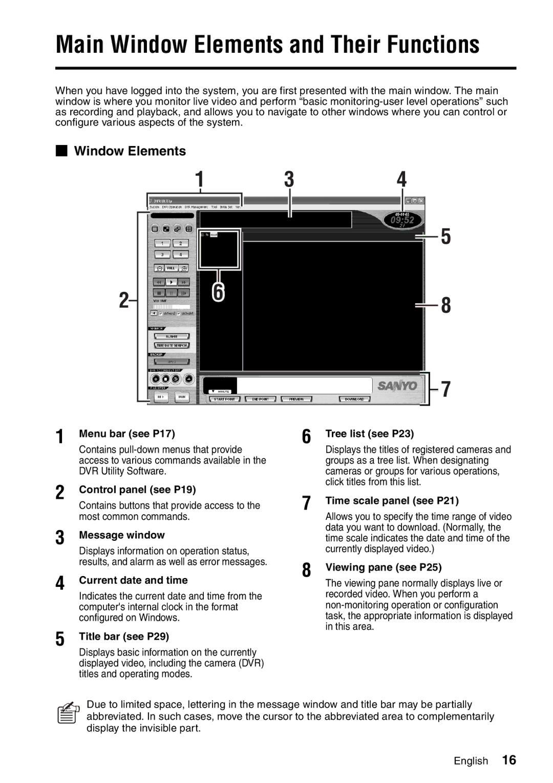 Sanyo VA-SW8000LITE instruction manual Window Elements 