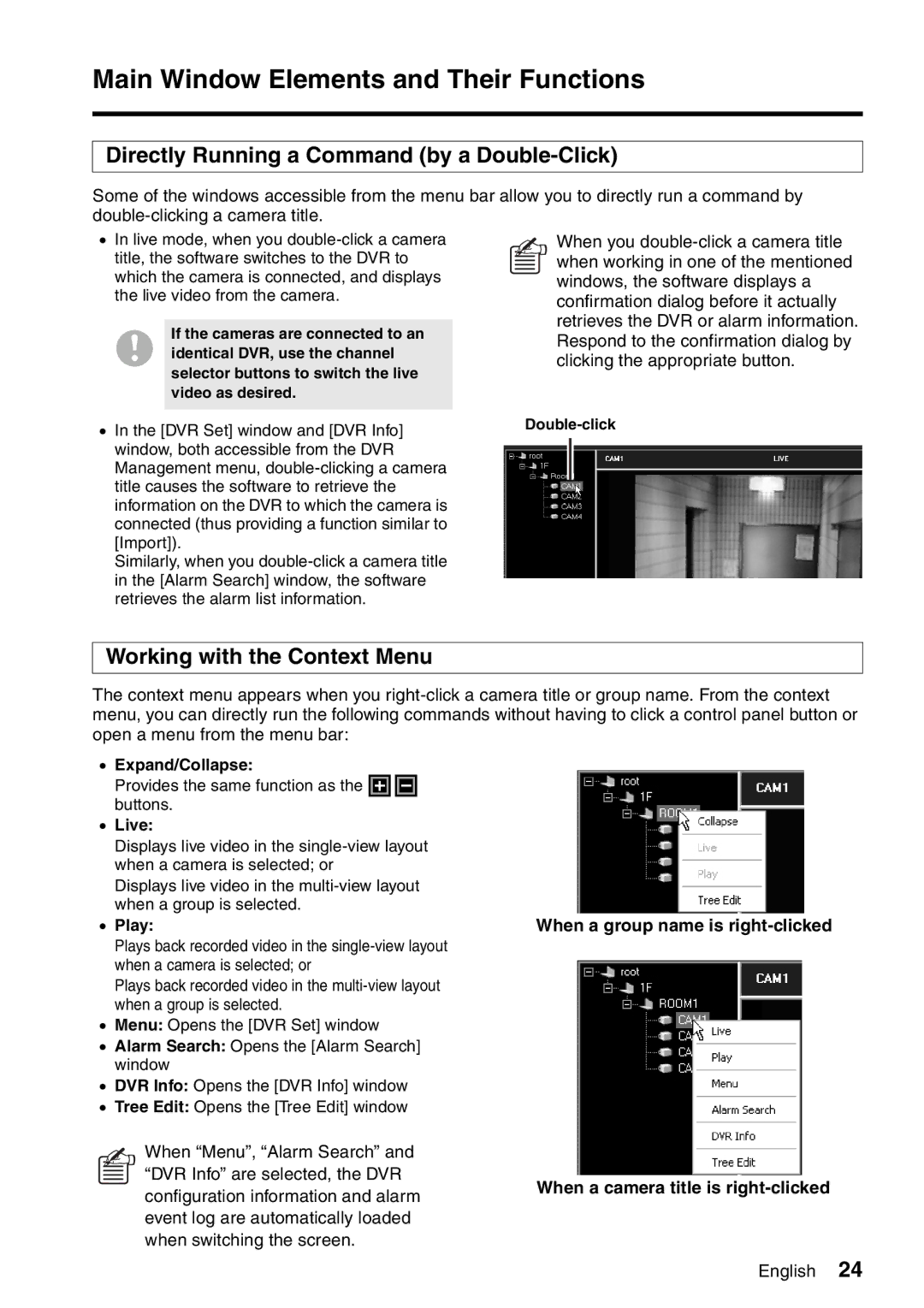 Sanyo VA-SW8000LITE instruction manual Directly Running a Command by a Double-Click, Working with the Context Menu 