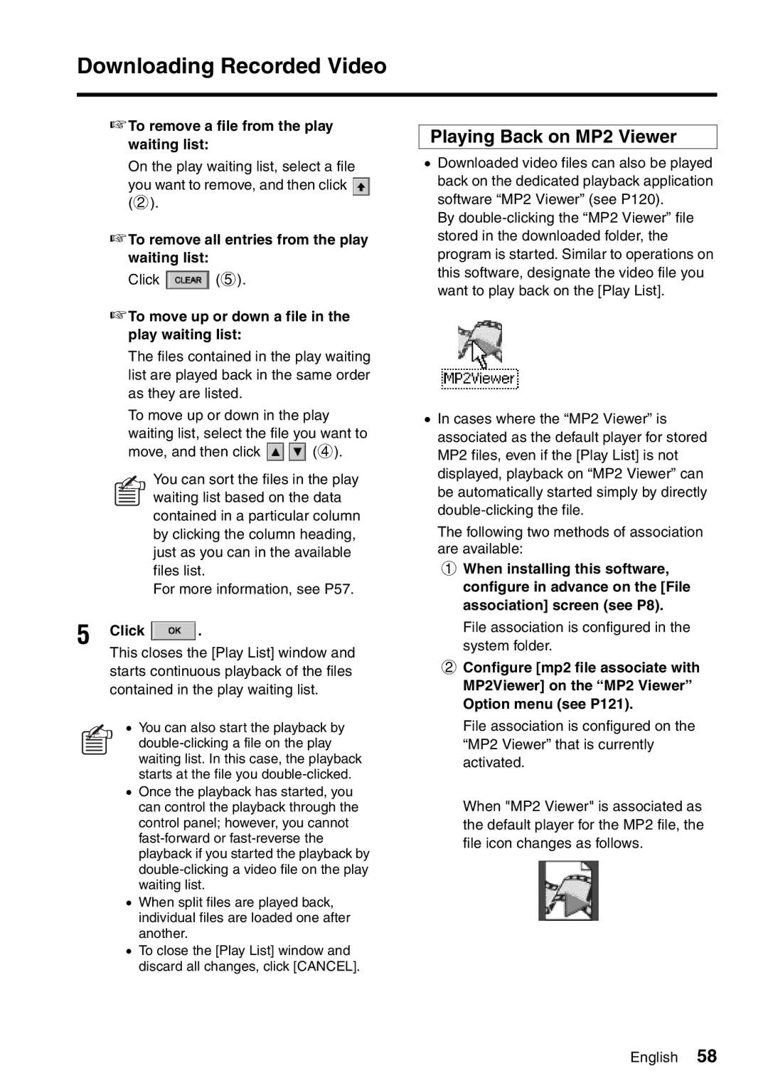 Sanyo VA-SW8000LITE instruction manual Playing Back on MP2 Viewer, To remove a file from the play waiting list 