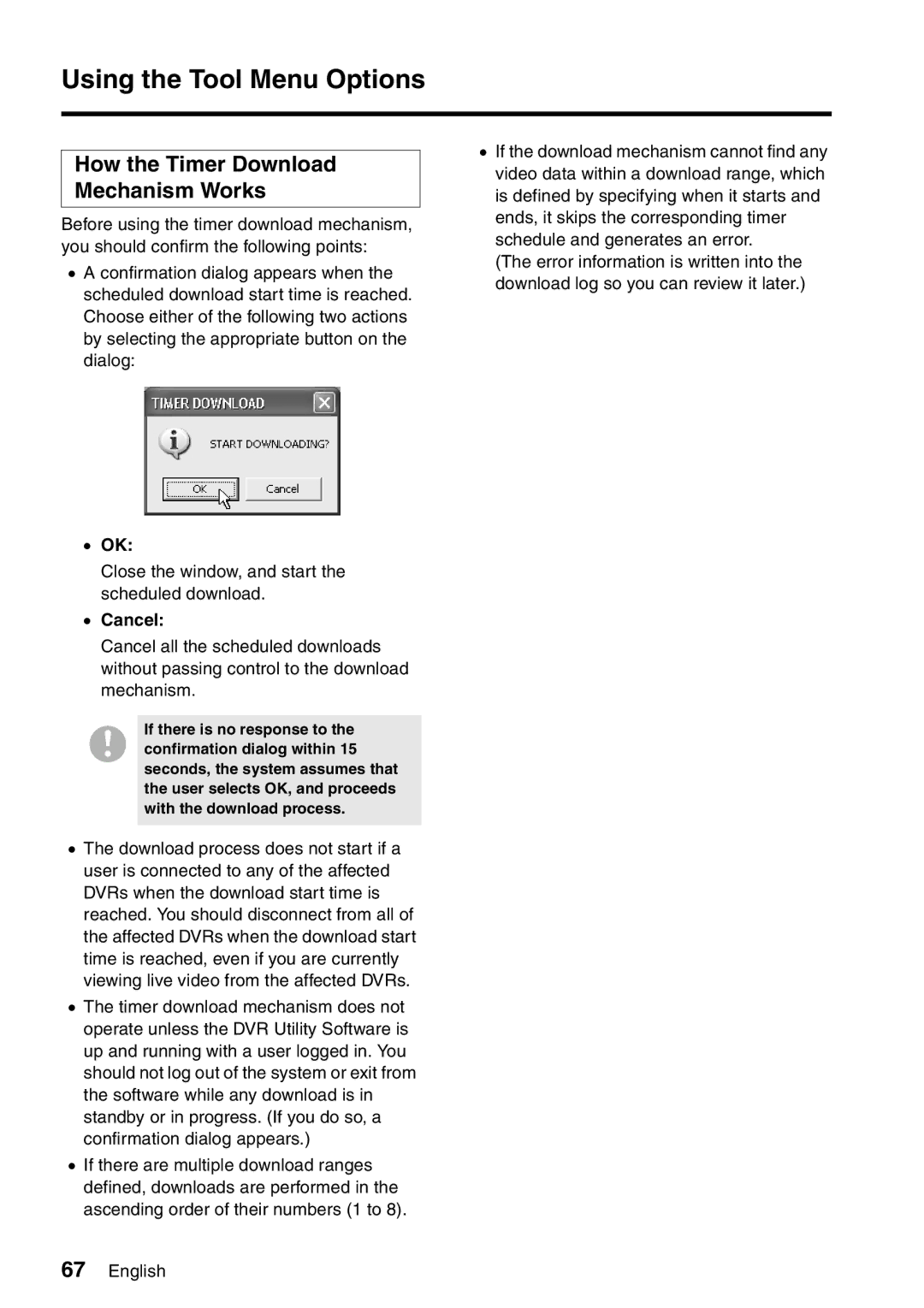 Sanyo VA-SW8000LITE instruction manual How the Timer Download Mechanism Works, Cancel 