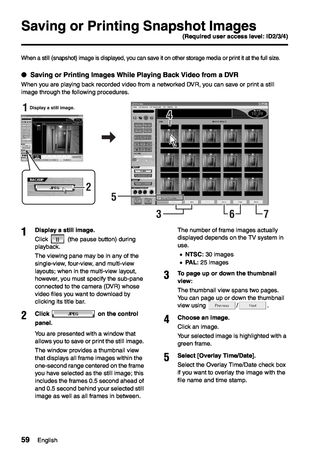 Sanyo VA-SW8000 Saving or Printing Snapshot Images, Display a still image, view, Choose an image. Click an image 
