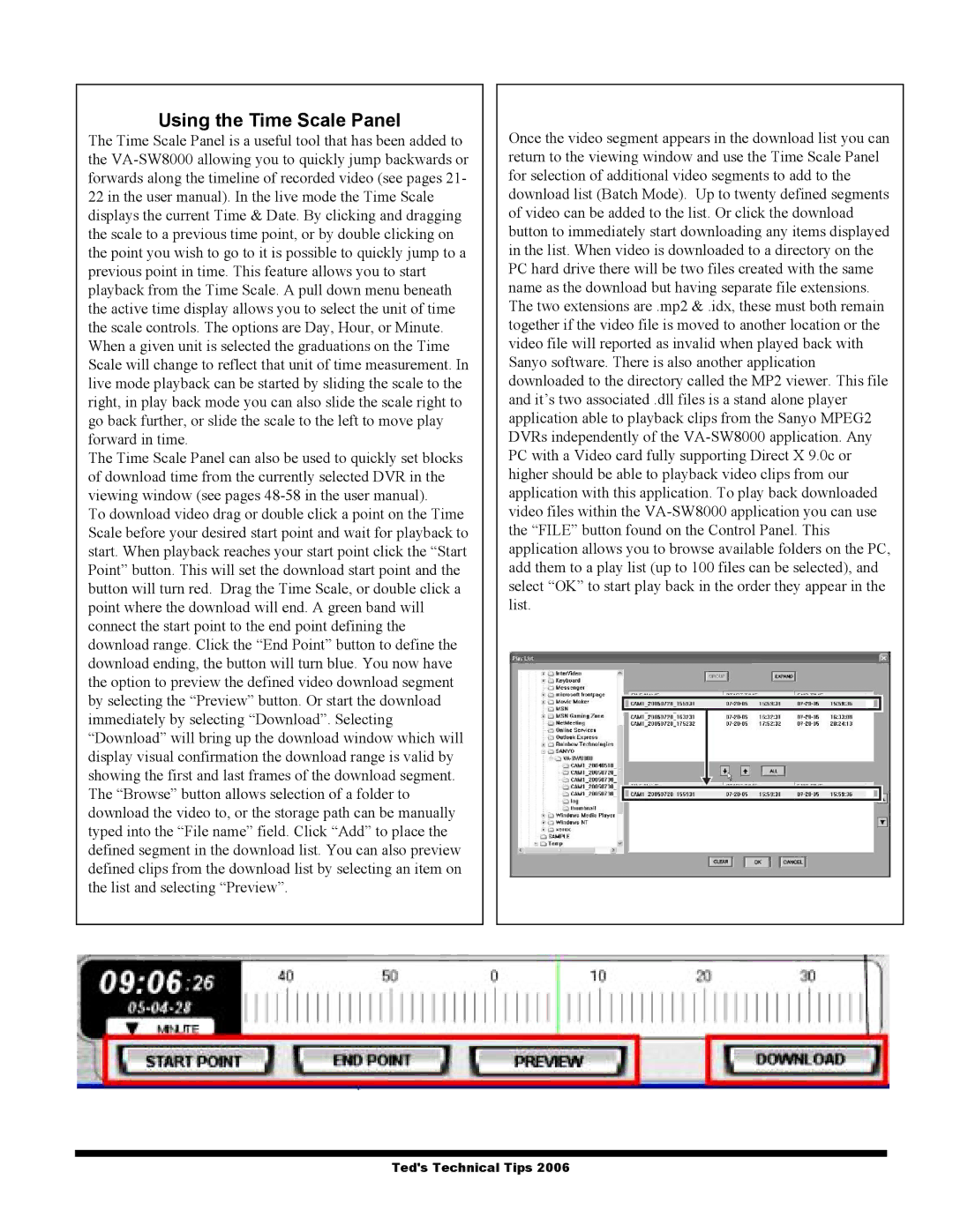 Sanyo VA-SW8000 user manual Using the Time Scale Panel 