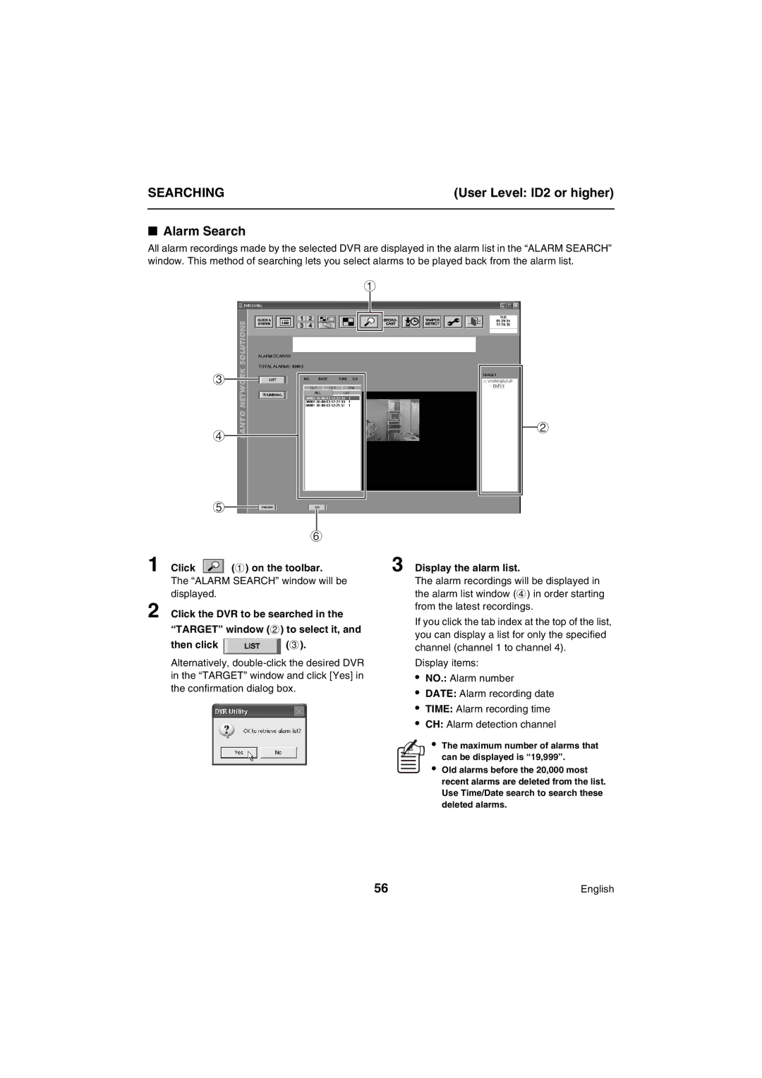 Sanyo VA-SW80LITE instruction manual Searching, Alarm Search 