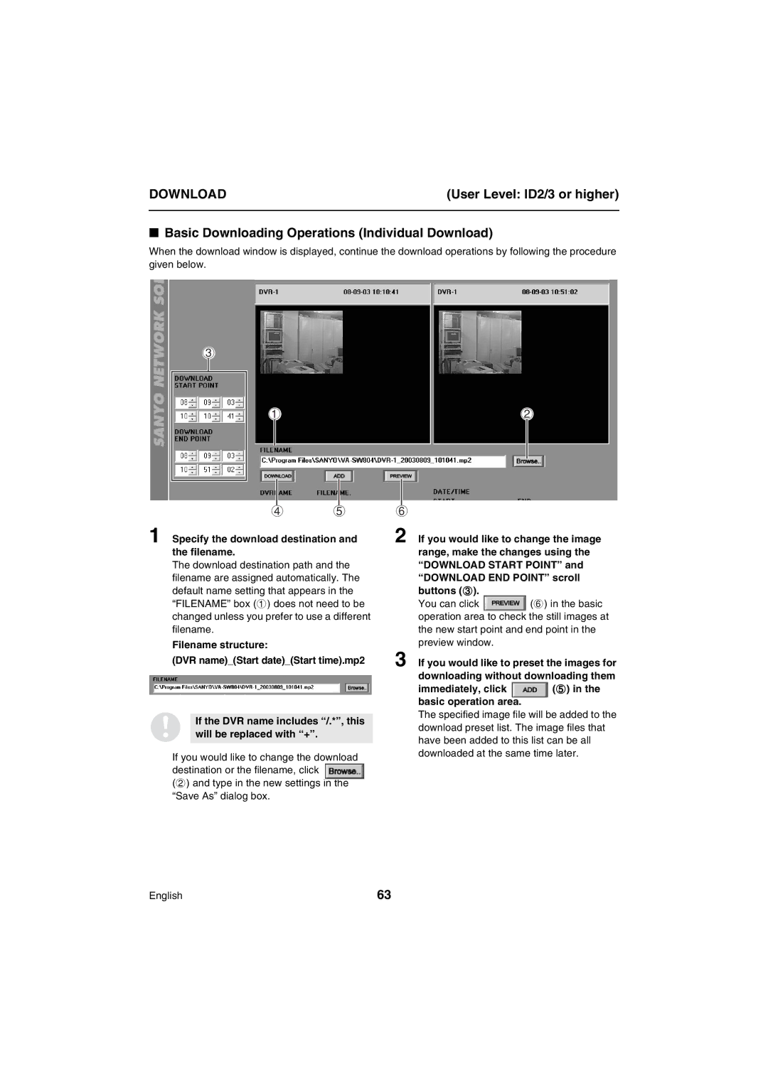 Sanyo VA-SW80LITE instruction manual Basic Downloading Operations Individual Download 