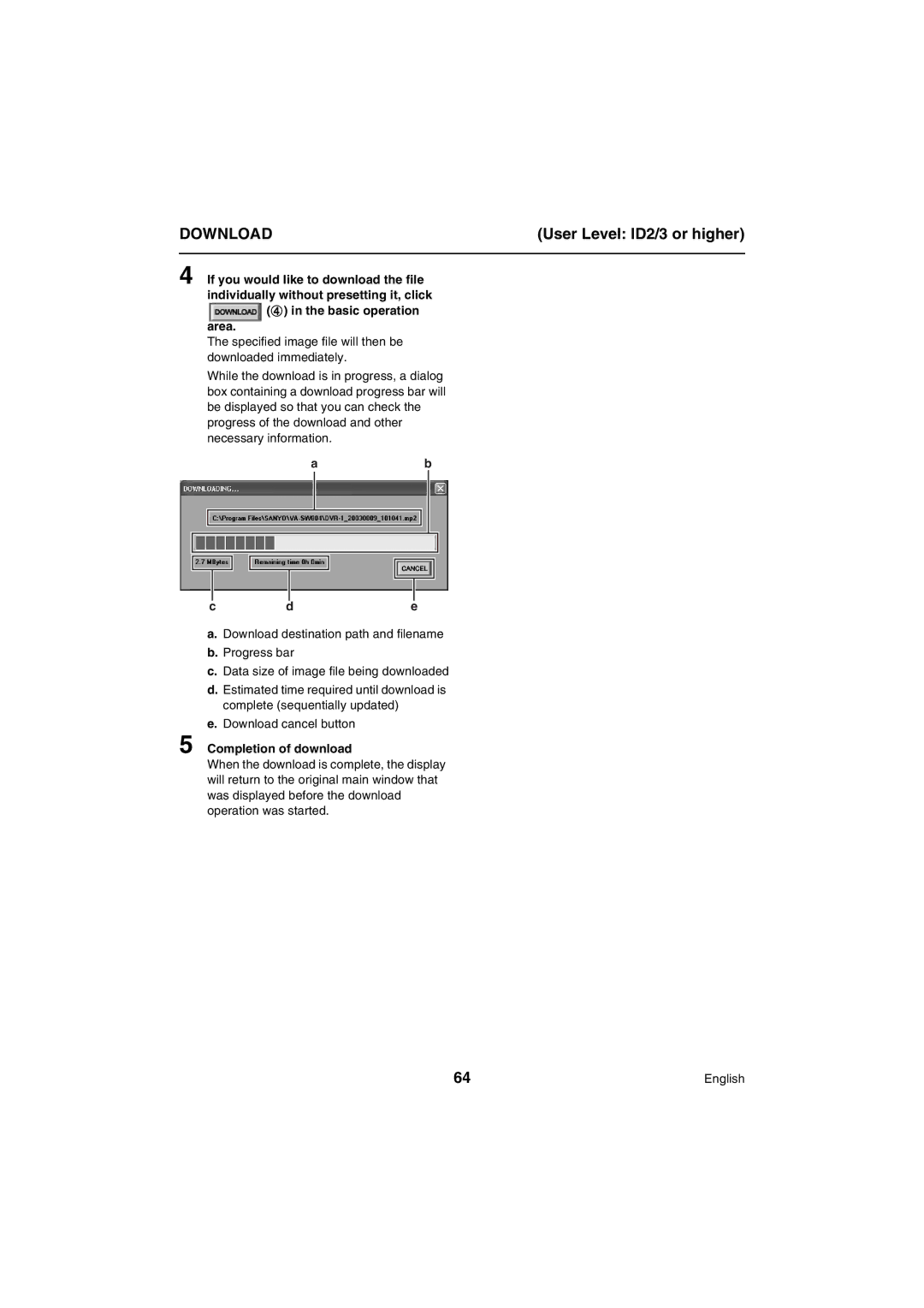 Sanyo VA-SW80LITE instruction manual Completion of download 