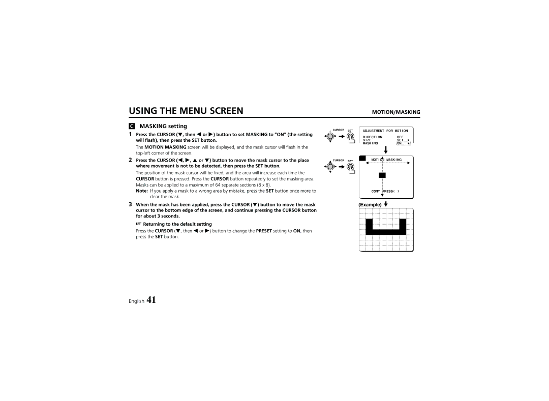 Sanyo VCC-6974 instruction manual Motion/Masking 