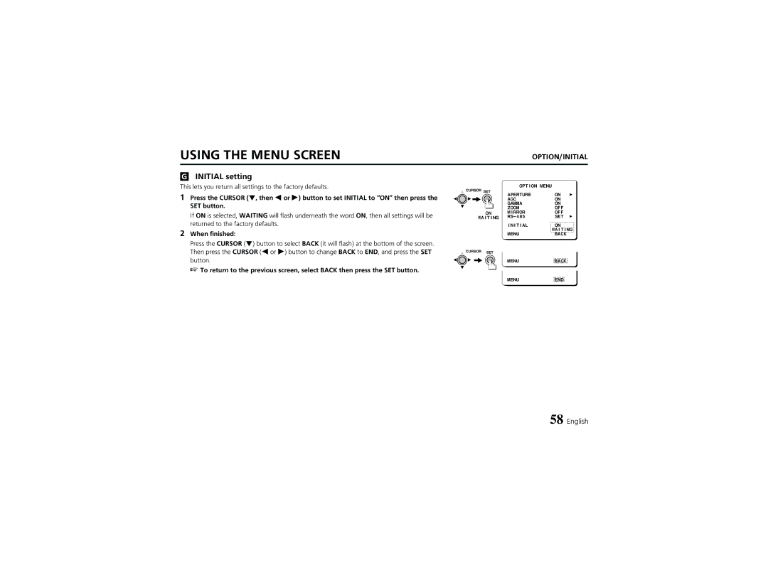 Sanyo VCC-6974 instruction manual Initial setting, SET button 