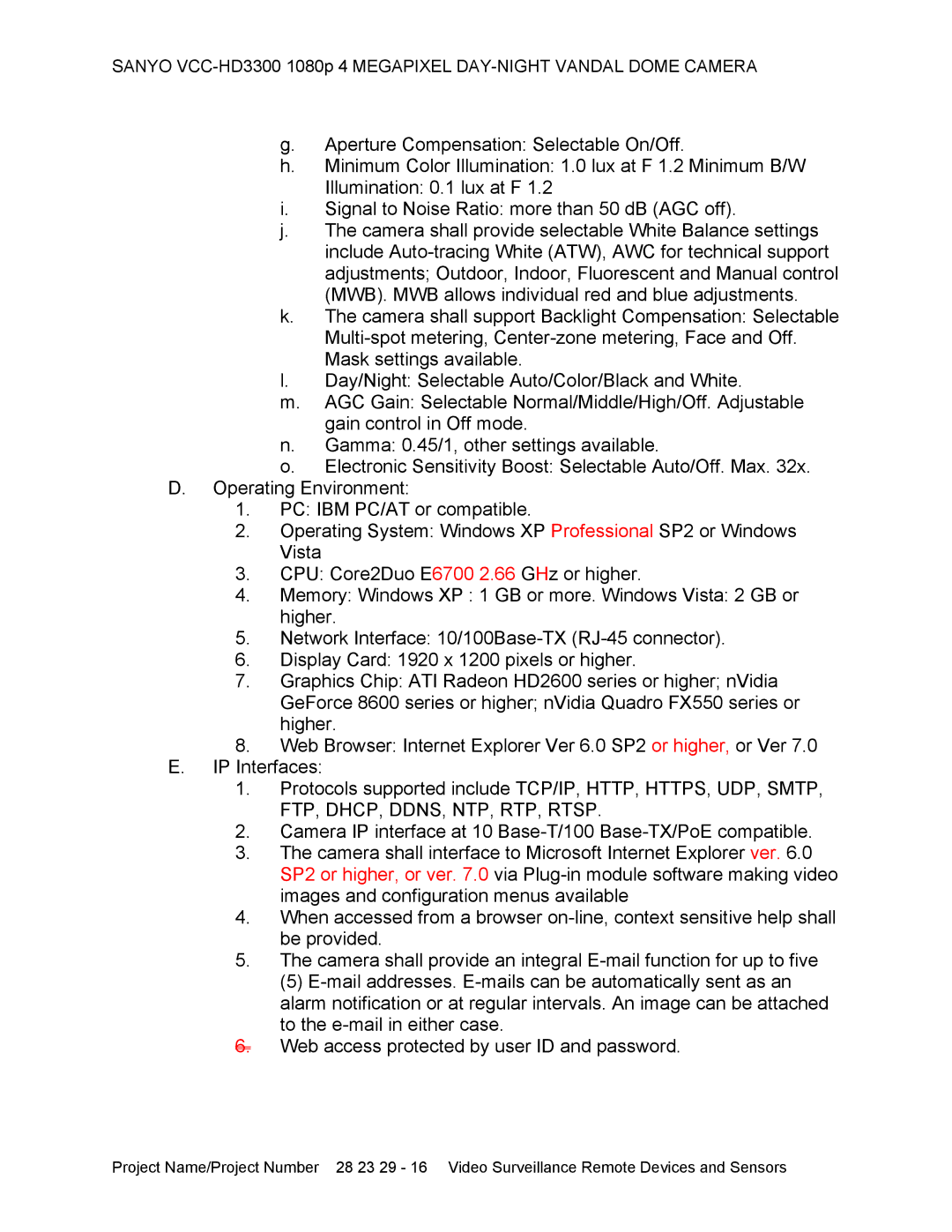 Sanyo VCC-HD3300 specifications 