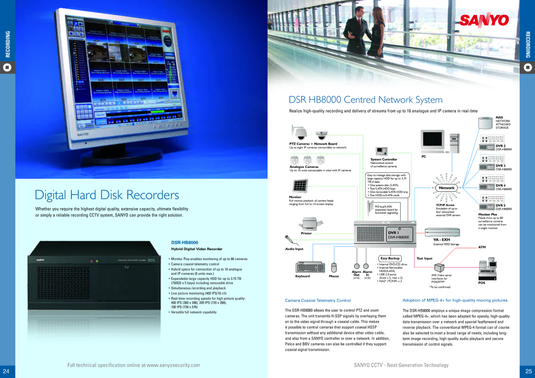 Sanyo VCC-6695P, VCC-HDN4000P, VCC-9800, VCC-9700 Digital Hard Disk Recorders, DSR-HB8000, Hybrid Digital Video Recorder 