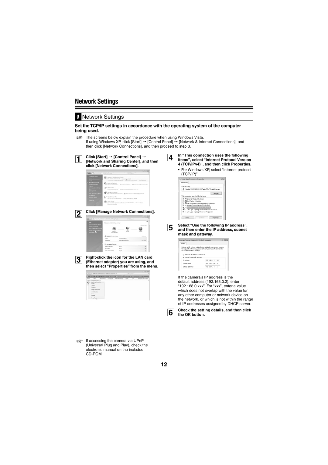 Sanyo VCC-N6695P, VCC-N4598PC instruction manual Network Settings, Check the setting details, and then click the OK button 