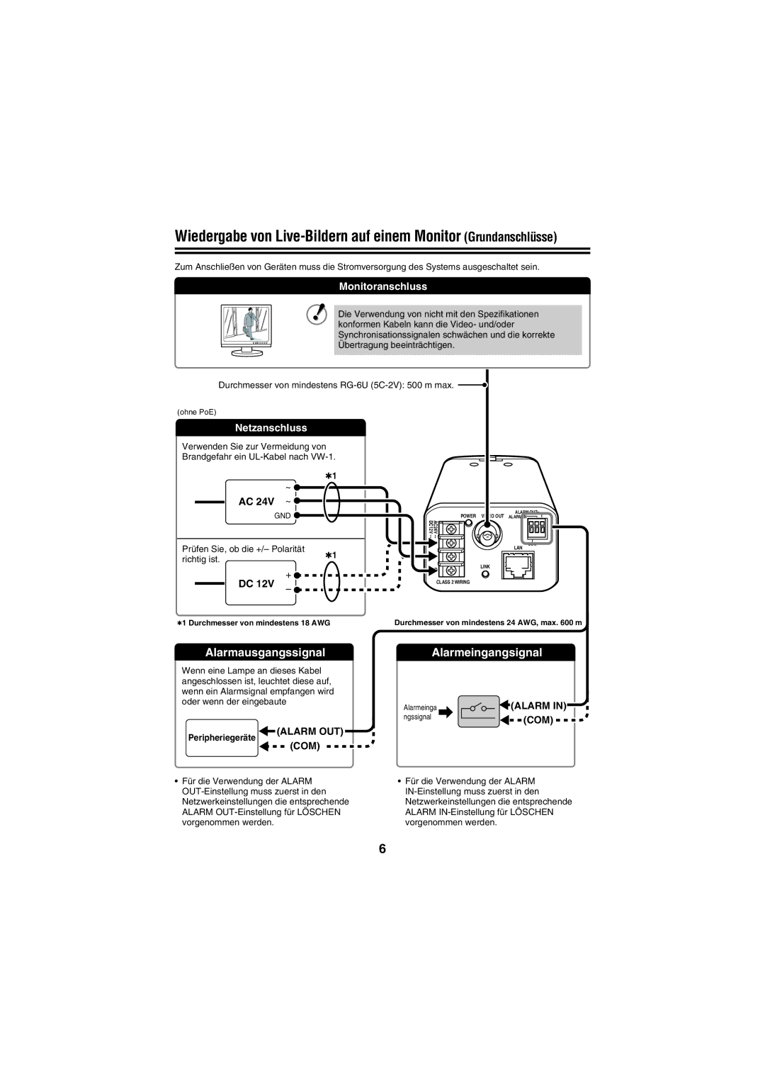 Sanyo VCC-N6695P, VCC-N4598PC instruction manual Alarmausgangssignal 