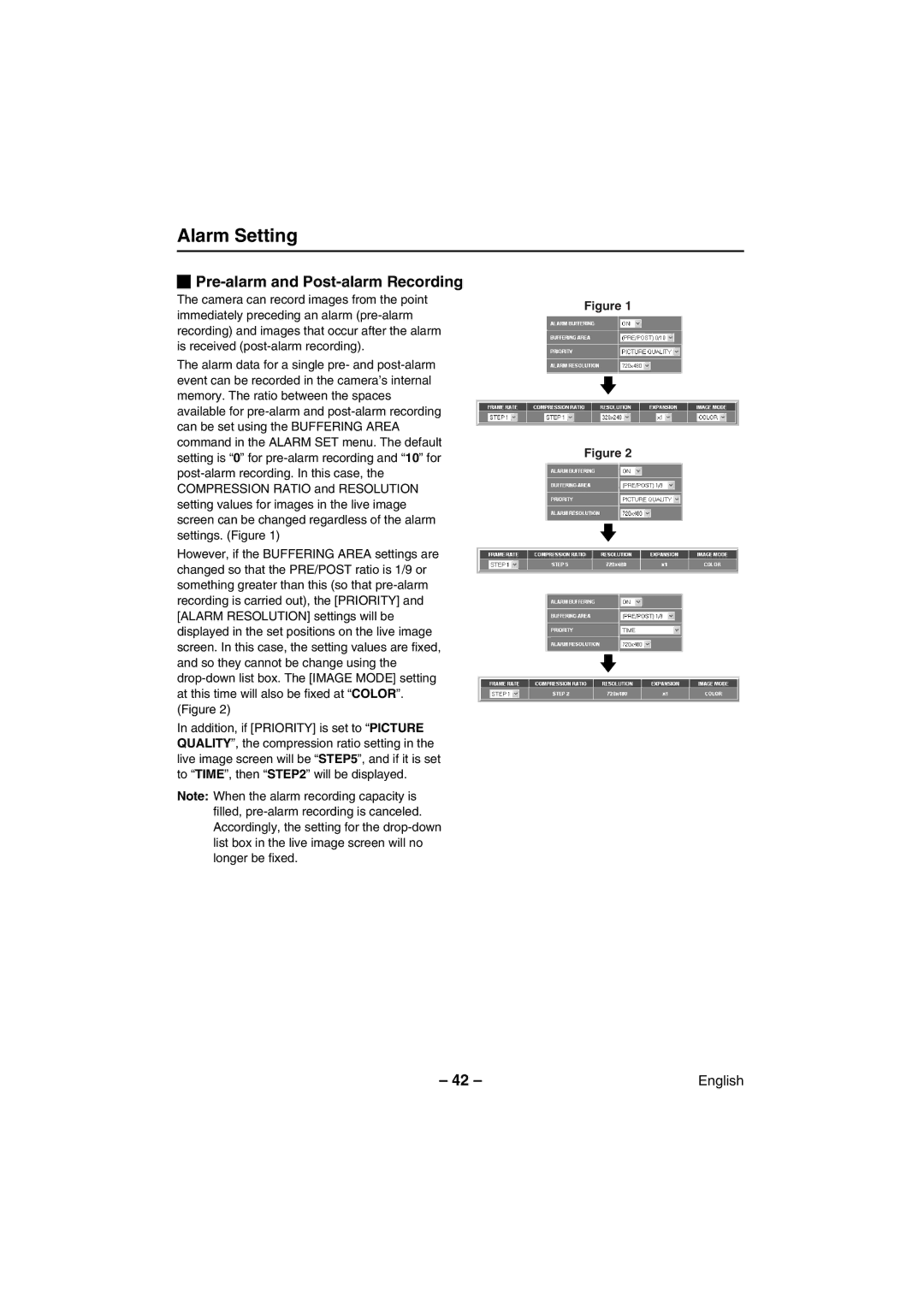 Sanyo VCC-WB2000 instruction manual Pre-alarm and Post-alarm Recording 