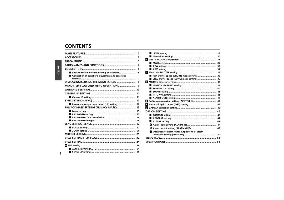 Sanyo vcc-zm300p instruction manual Contents 