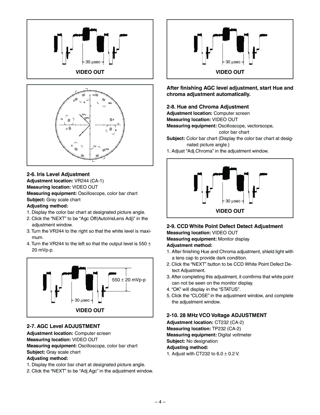 Sanyo VCC9615P service manual Iris Level Adjustment 