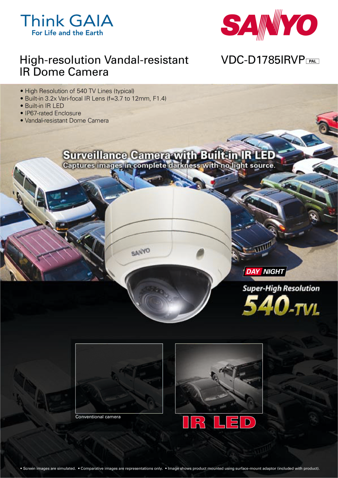 Sanyo VDC-D1785IRVP manual Ir Led, High-resolution Vandal-resistant, IR Dome Camera 