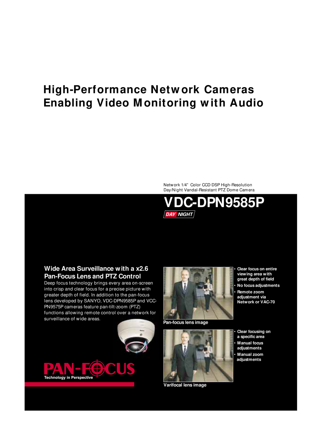 Sanyo VDC-DPN9585P, VCC-PN9575P manual Pan-focus lens image, Varifocal lens image 