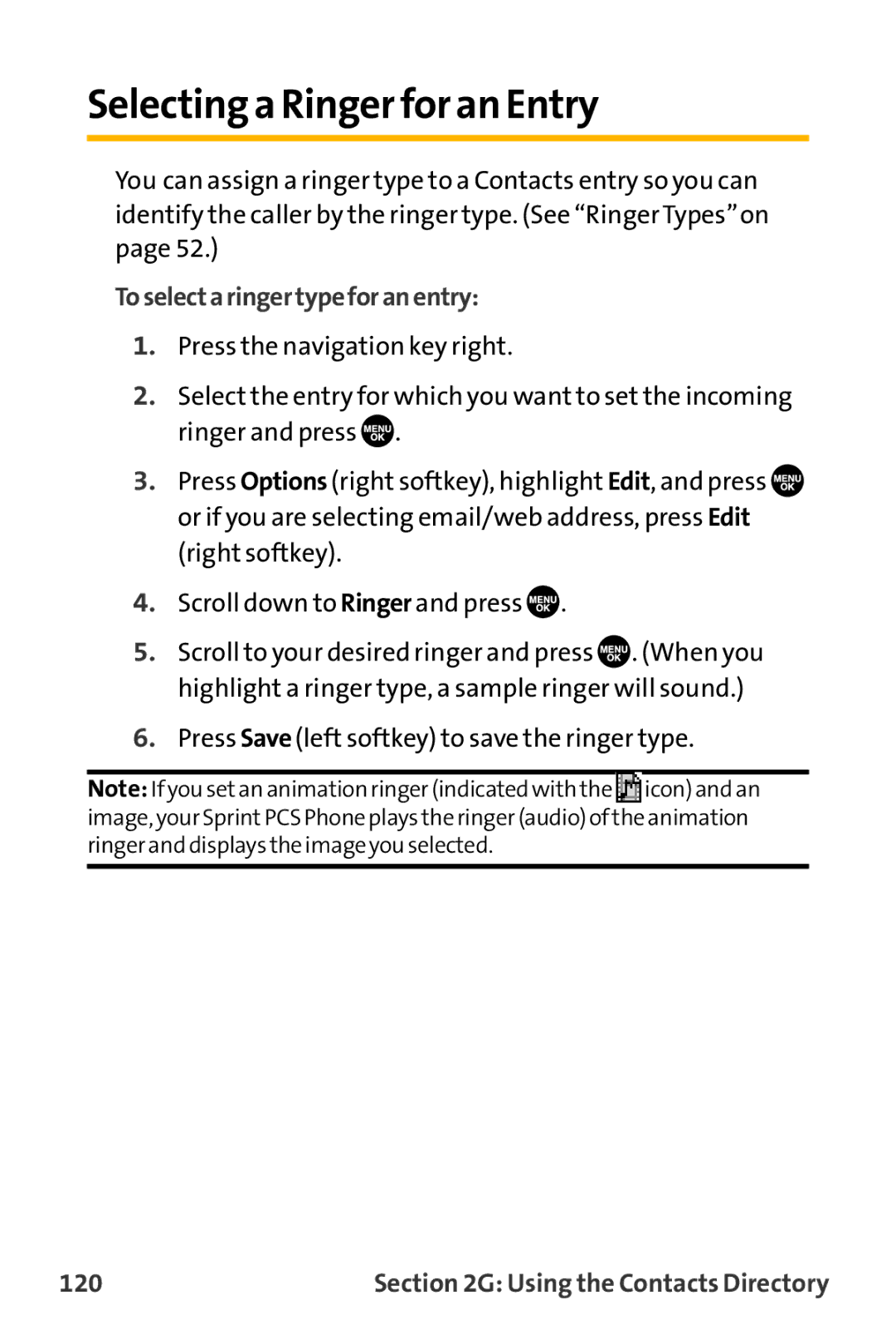 Sanyo VL-2300 warranty Selecting a Ringer for an Entry, Toselectaringertypeforanentry, 120 