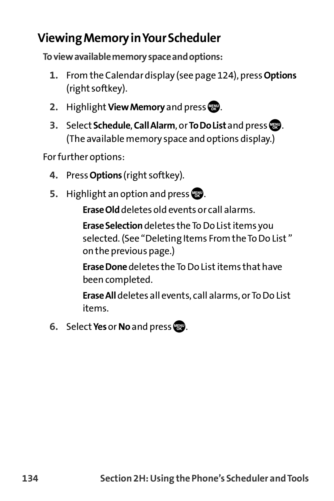 Sanyo VL-2300 warranty Viewing Memory inYour Scheduler, Toviewavailablememoryspaceandoptions, 134 