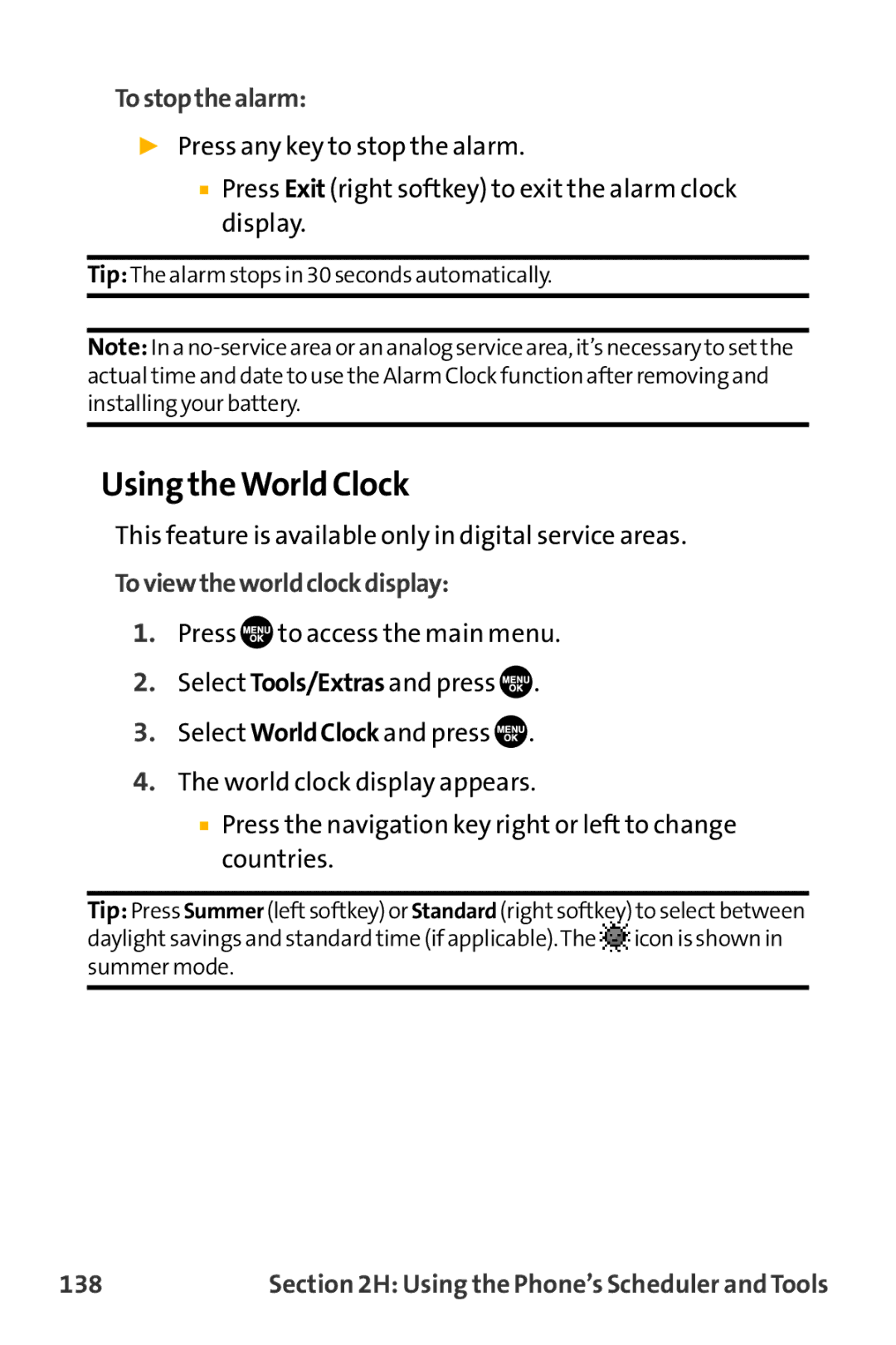 Sanyo VL-2300 warranty Using the World Clock, Tostopthealarm, Toviewtheworldclockdisplay, 138 