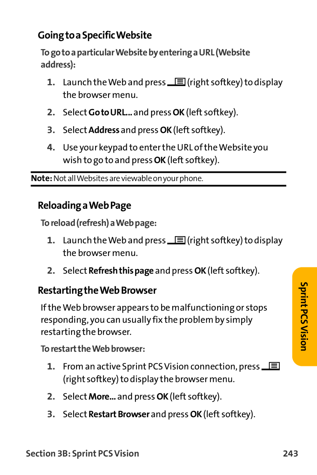 Sanyo VL-2300 warranty GoingtoaSpecificWebsite, ReloadingaWebPage, RestartingtheWebBrowser 