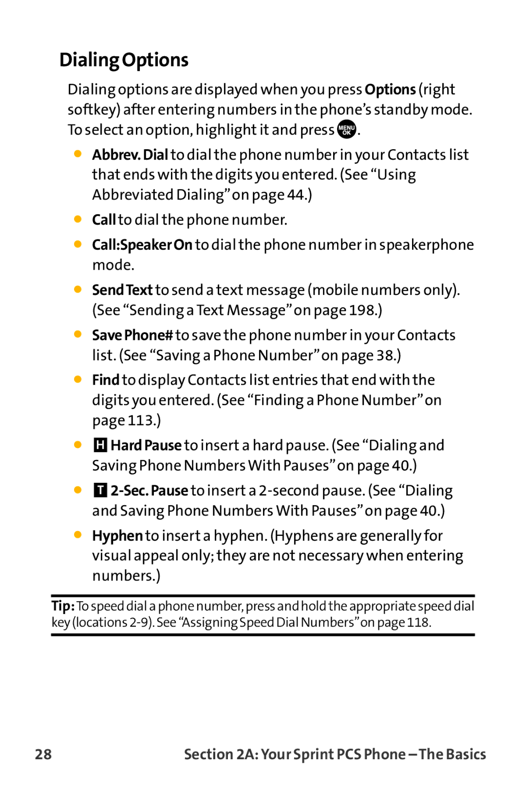 Sanyo VL-2300 warranty Dialing Options 