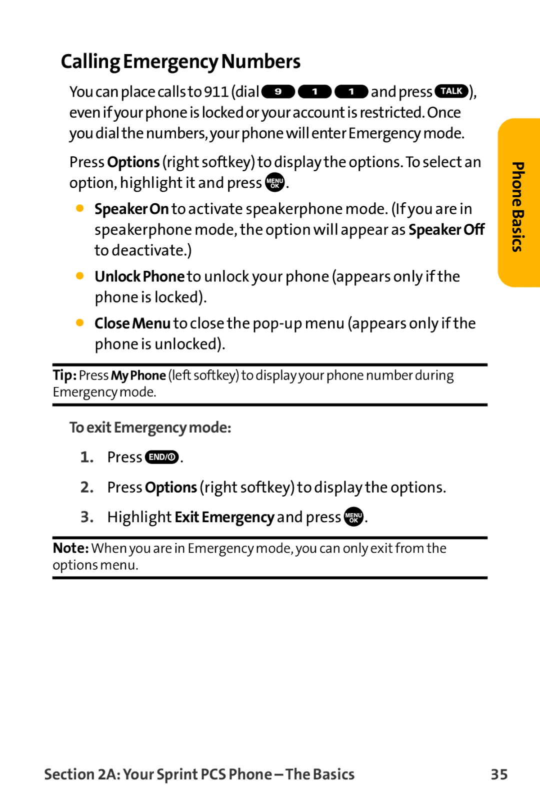 Sanyo VL-2300 warranty Calling Emergency Numbers, ToexitEmergencymode 