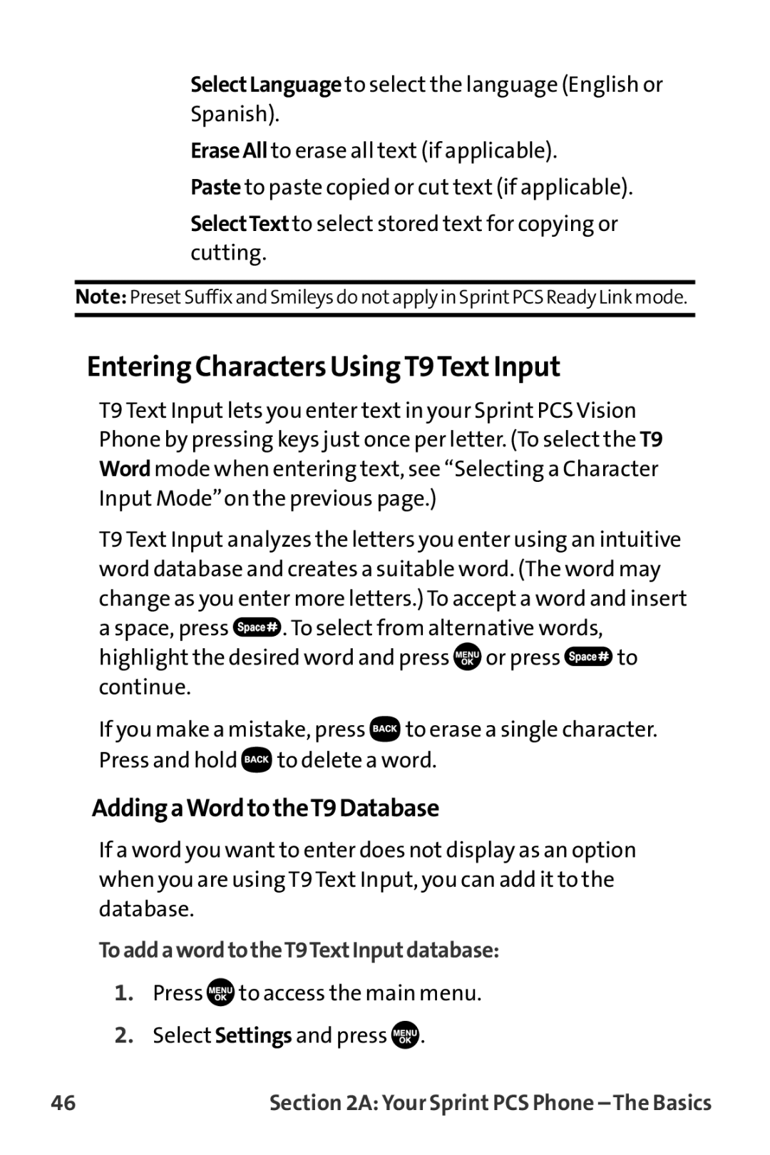 Sanyo VL-2300 Entering Characters Using T9TextInput, AddingaWordtotheT9Database, ToaddawordtotheT9TextInputdatabase 