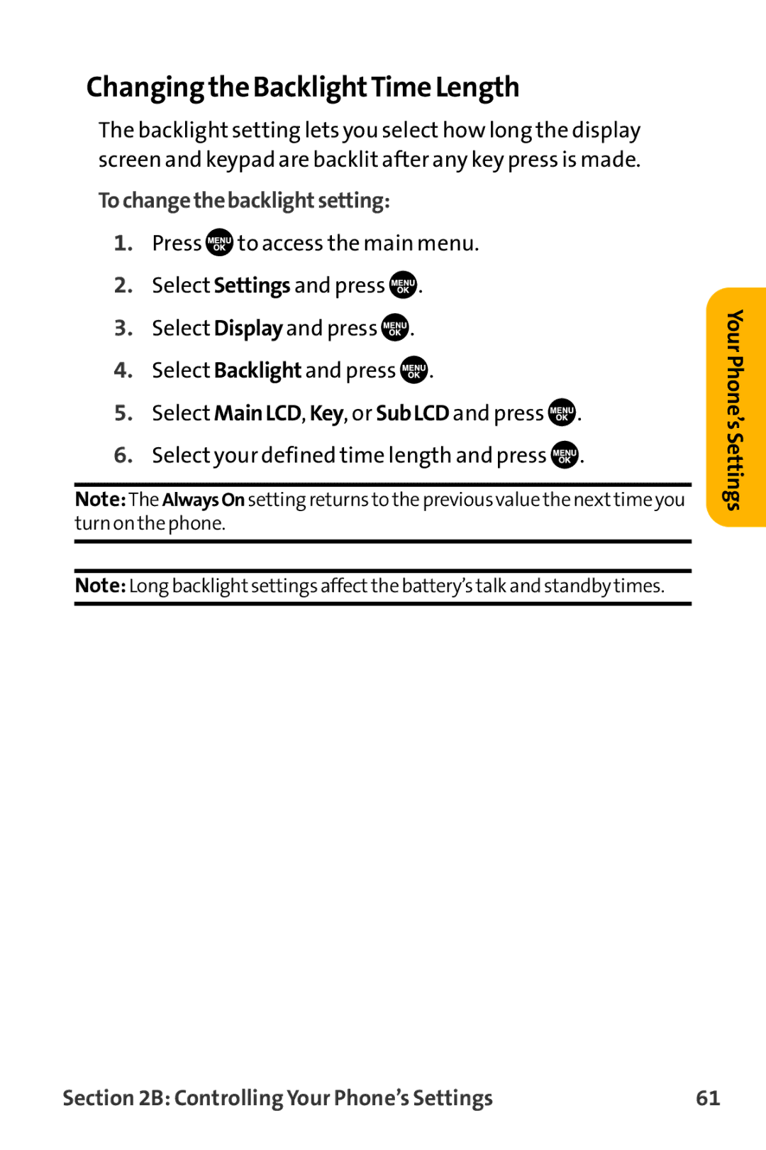 Sanyo VL-2300 warranty Changing the BacklightTime Length, Tochangethebacklightsetting 