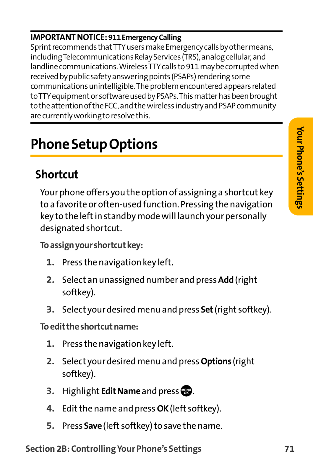 Sanyo VL-2300 warranty Phone Setup Options, Shortcut, Toassignyourshortcutkey, Toedittheshortcutname 