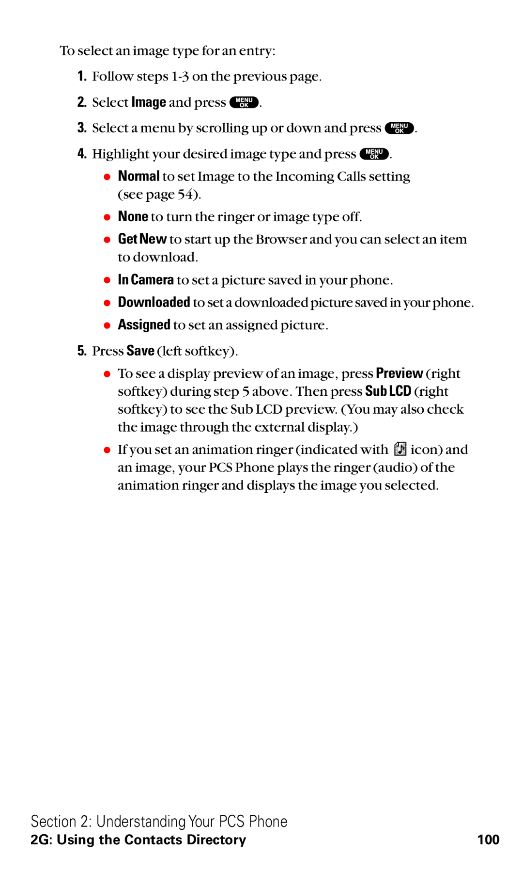 Sanyo VM4500 manual 2G Using the Contacts Directory 100 